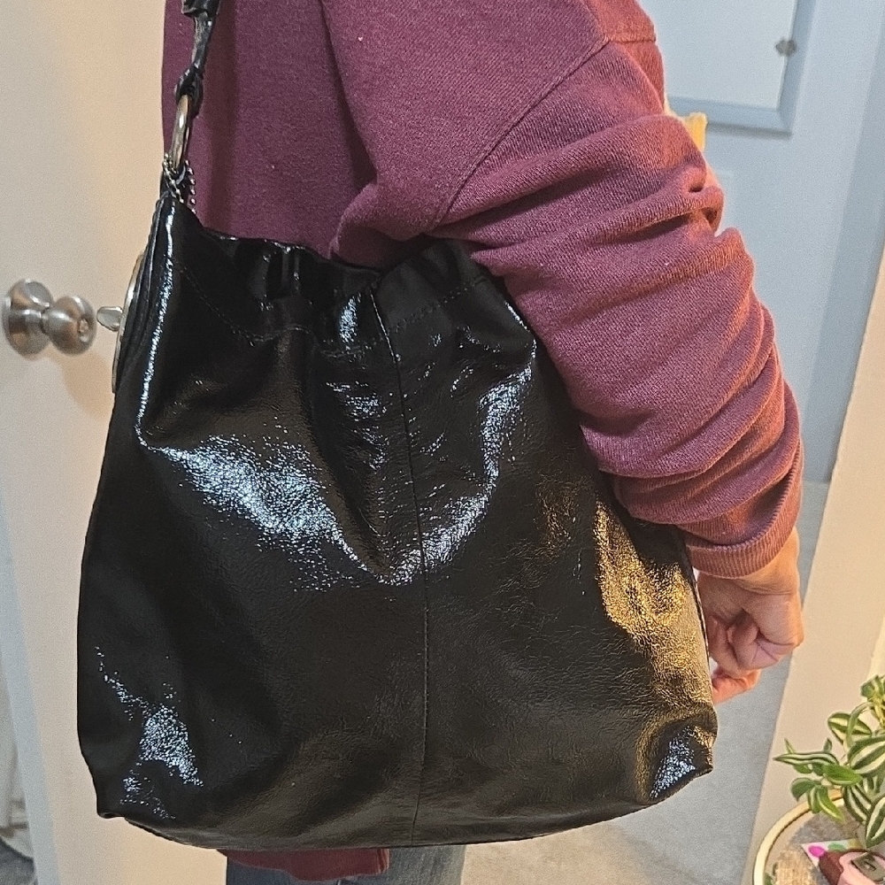 Coach Hobo Black Patent Leather Women's Handbag - Picture 7 of 13